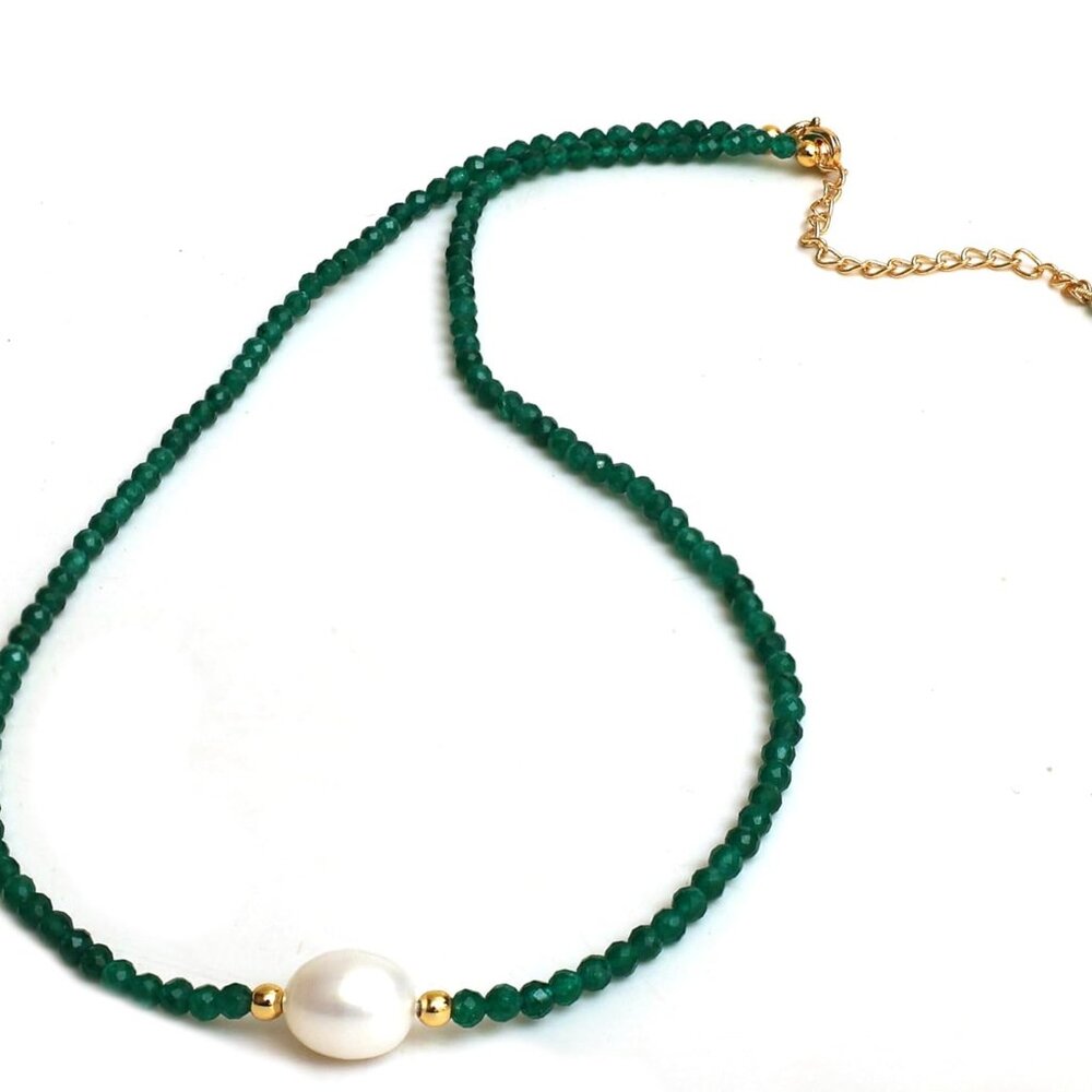 Gempires Gemstone Beaded Necklace with Freshwater Pearl Choker Style Jewelry Hyp